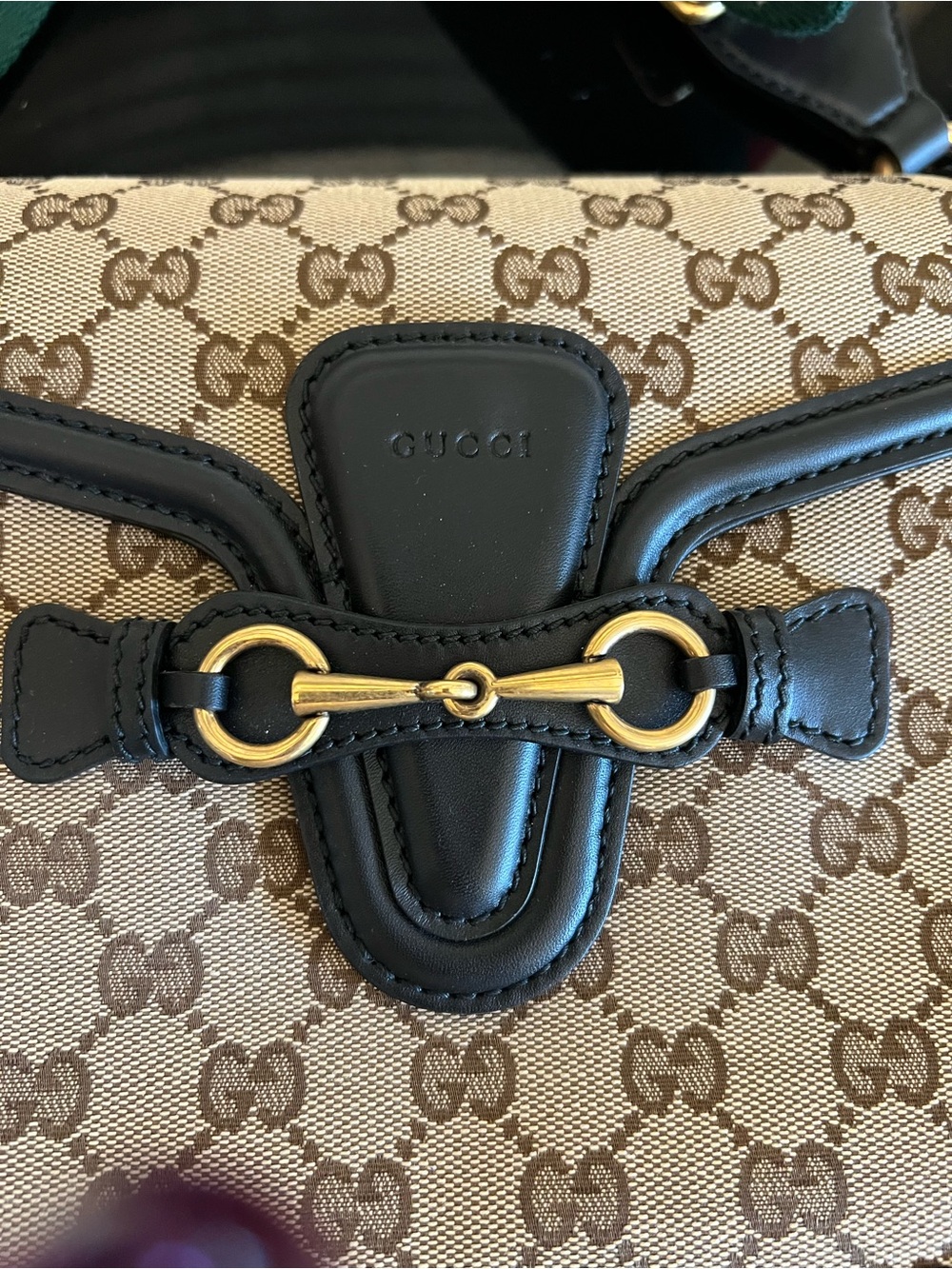Gucci Beige Brown GG Canvas Crossbody with Green-Red Web Strap - Picture 2 of 7